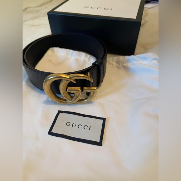 Leather Belt with double G buckle - Picture 3 of 4